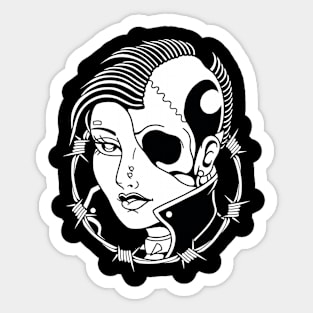 Rock Girl Tattoo Vintage Sticker